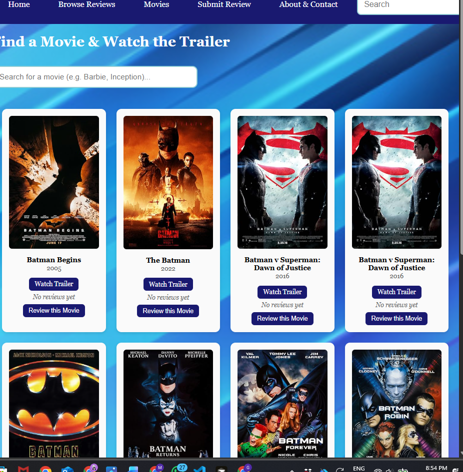 Flicks & Giggles movie browsing interface screenshot